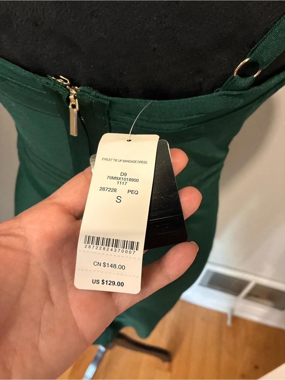 bebe Emerald Green Lace-Up Bodycon Mini Dress - Picture 4 of 9